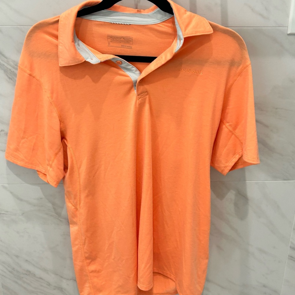 Patagonia Men's Coral-Orange Polo Shirt